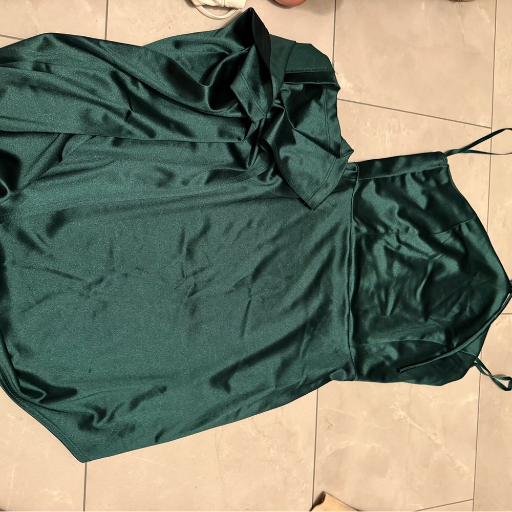 Elegant Green Satin Dress